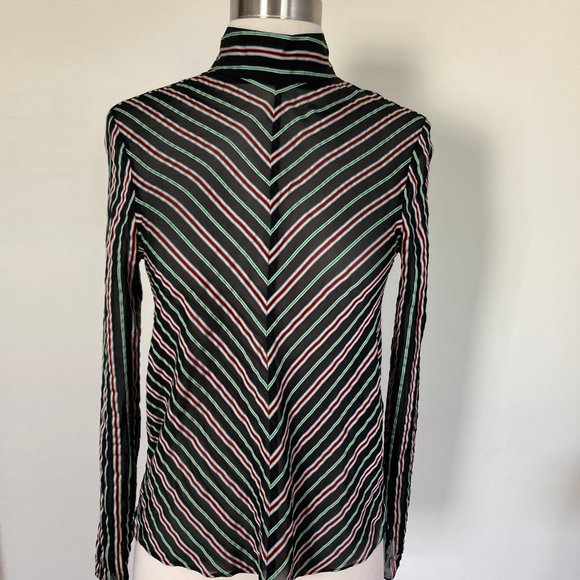 &Other Stories Sheer Chevron Stripe Top, Black/Stripe, 34/XS - Picture 3 of 13